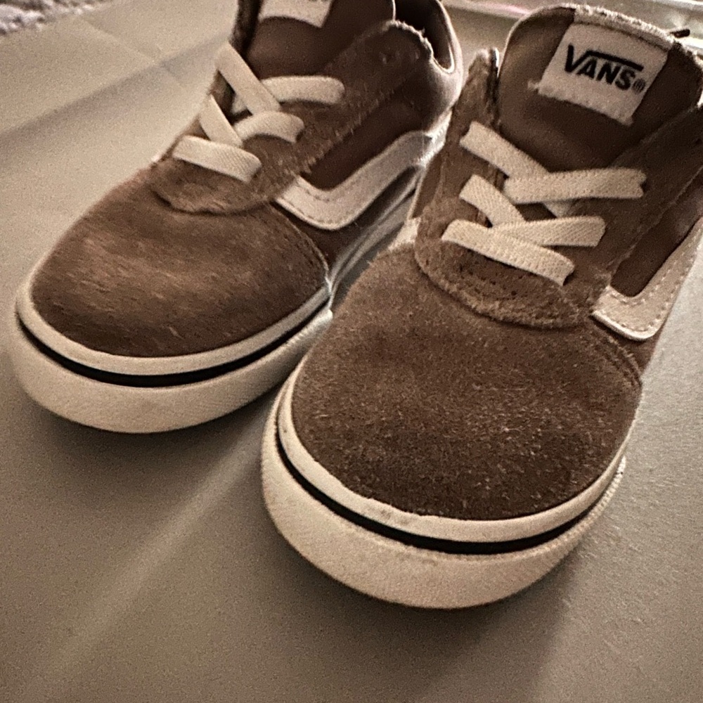 Vans Brown and White Classic Skate Sneakers